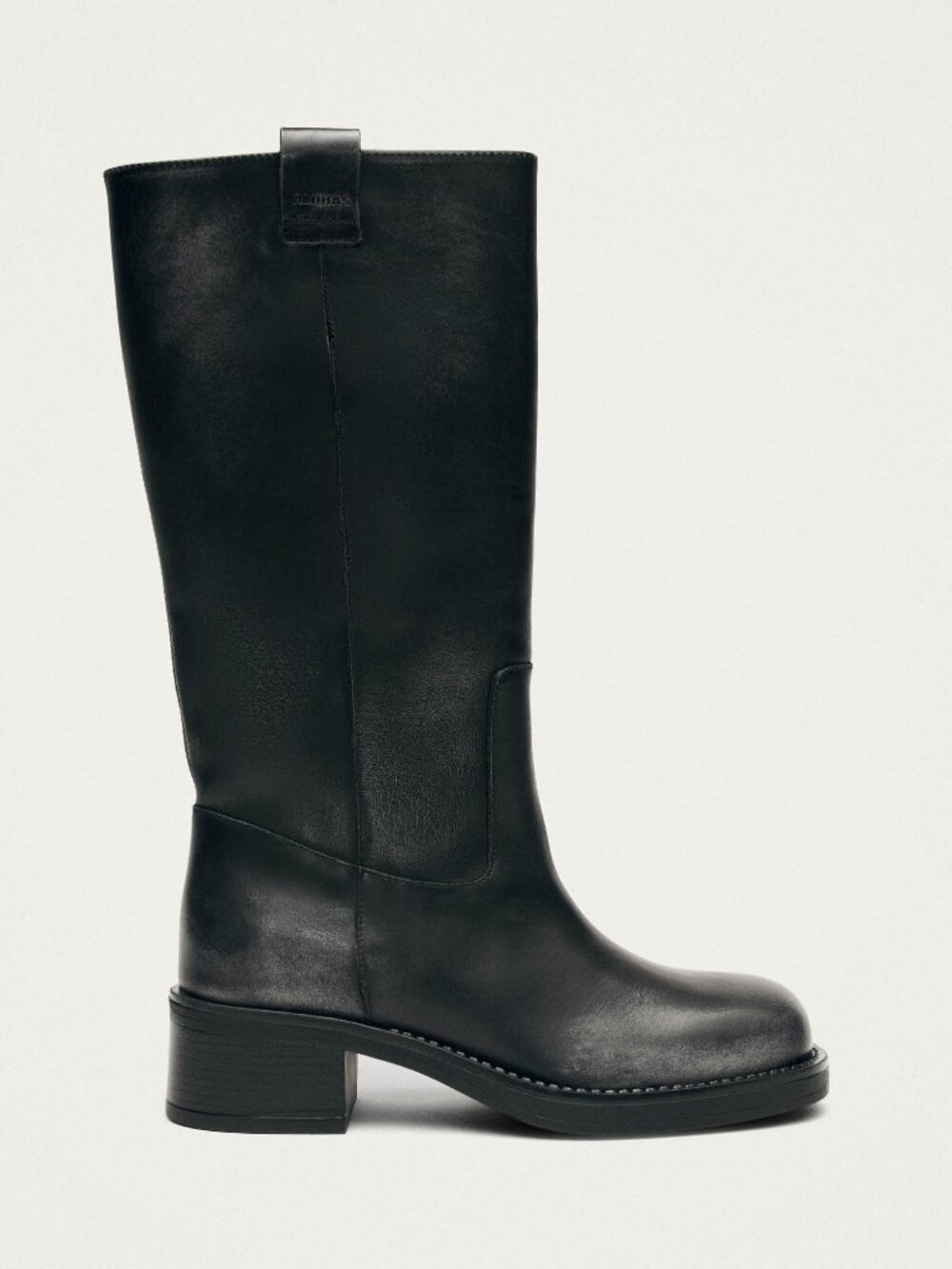 ALOHAS Sajan Boot in Black leather knee high combat cowboy moto